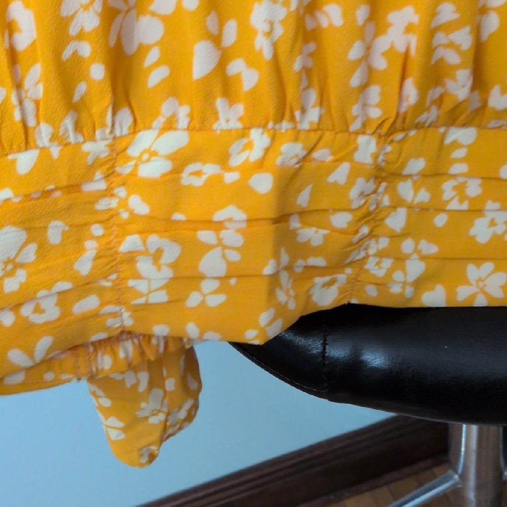 Lane Bryant Yellow Floral Wrap Surplice Neck Blouse - Picture 6 of 6
